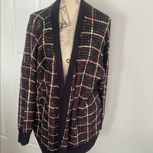 BloomChic Black Multicolor Striped Cardigan